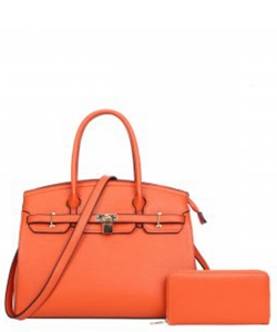 2in1 Fashion Padlock Satchel Bag AM-8927 ORANGE